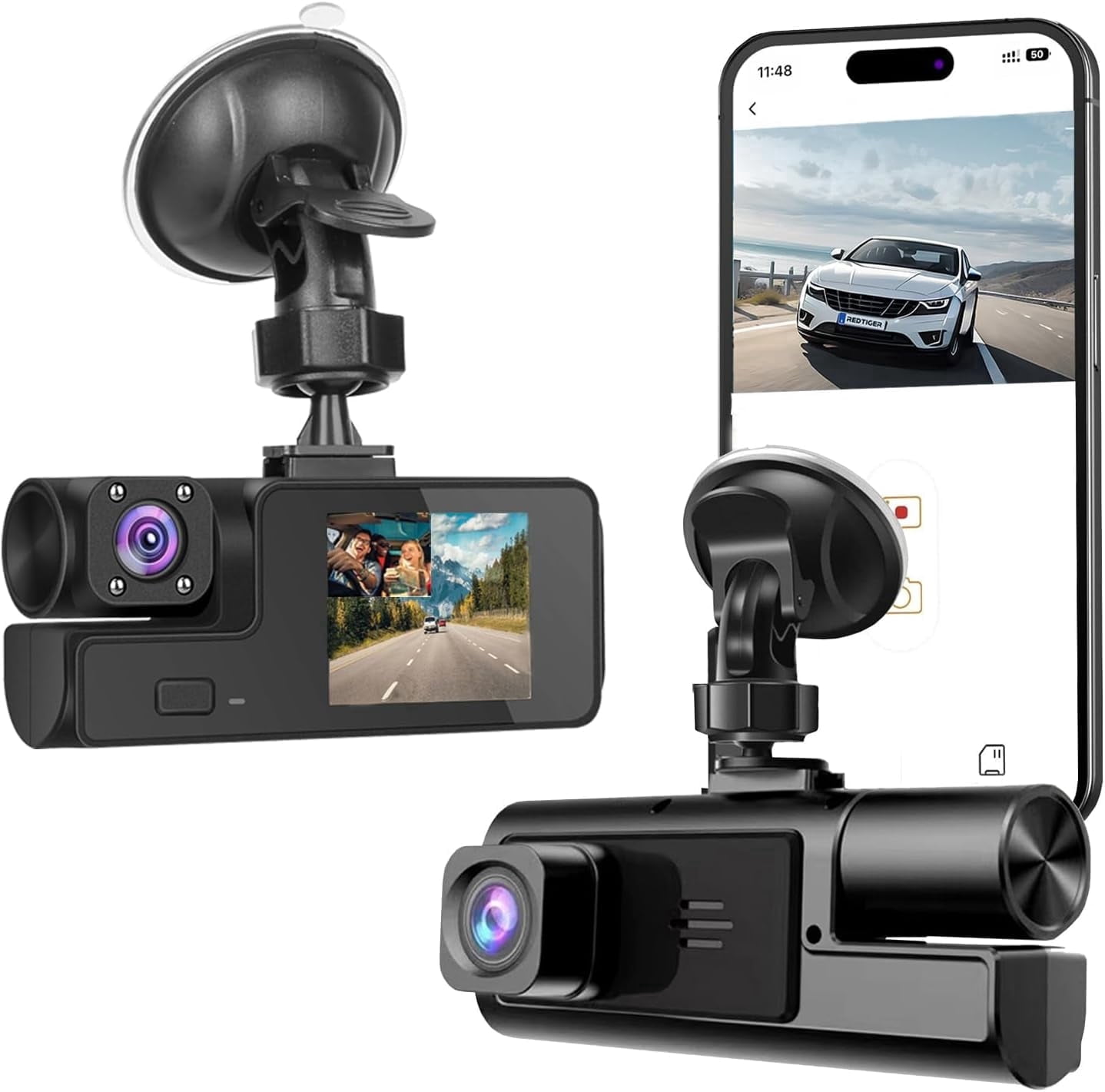 WiFi 1080P Dual Dash Camera for Car Front and Inside Dashcam Car ...
