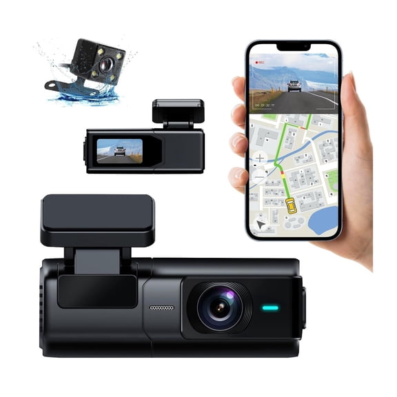 WiFi 1080P FHD Front Dash Camera for Cars with APP Free 32GB Card, Night Vision, Loop Recording, G-Sensor, WDR, 24H Parking Monitor, Type C