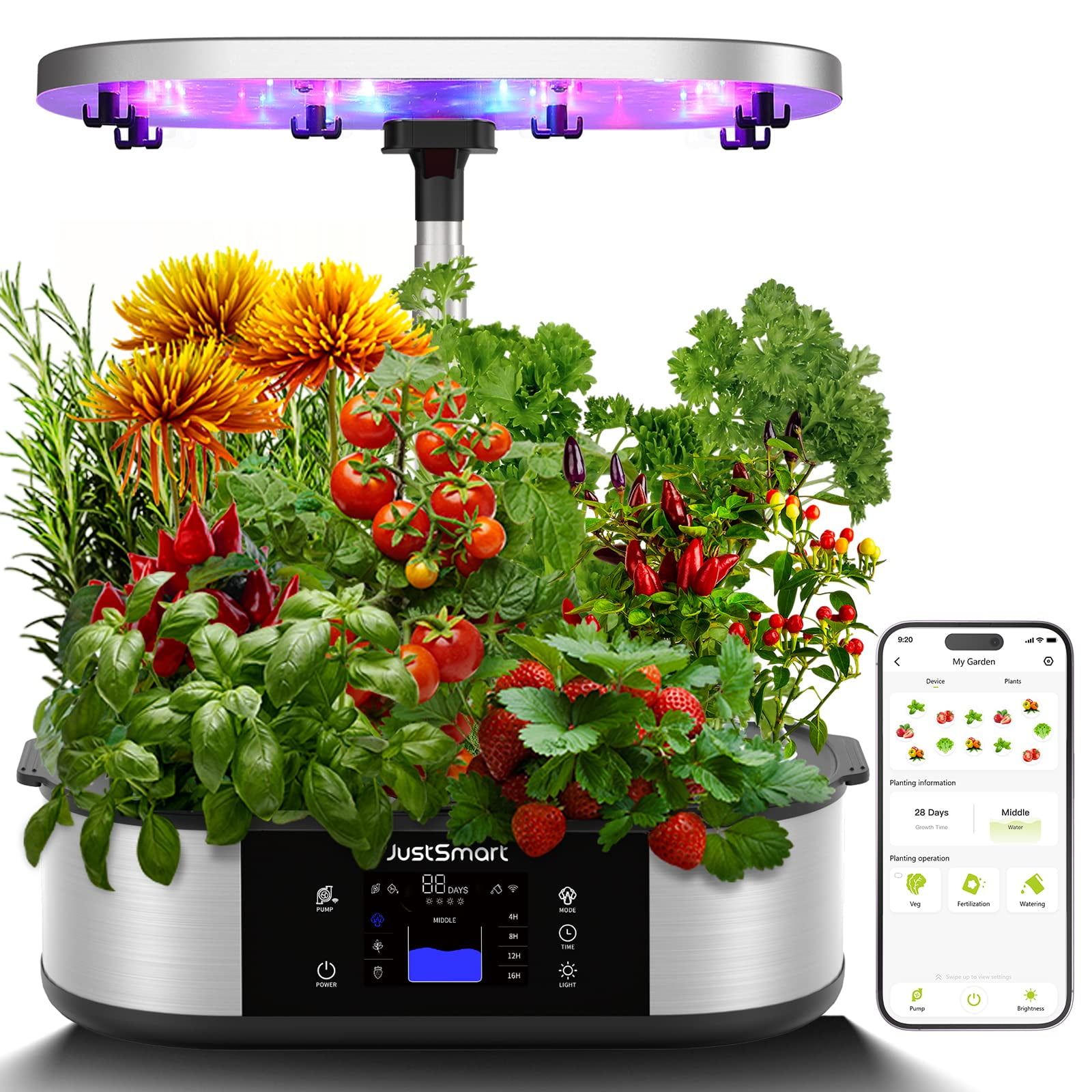 Timer Pod WiFi 12 Pods Hydroponics Growing System with APP Controlled, Indoor ...