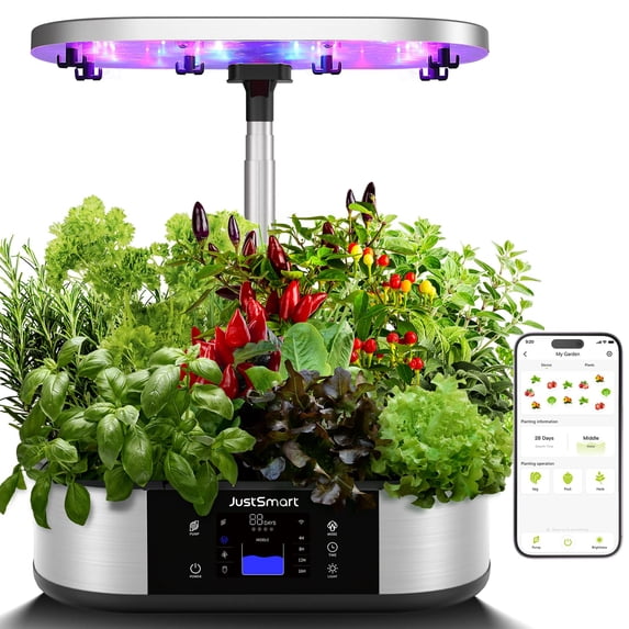 WiFi 12 Pods Hydroponics Growing System with APP Controlled, Indoor Garden Up to 30" with 30W 120 LED Grow Light, Silent Pump System, Automatic Timer for Home Kitchen Gardening, GS1 Basic