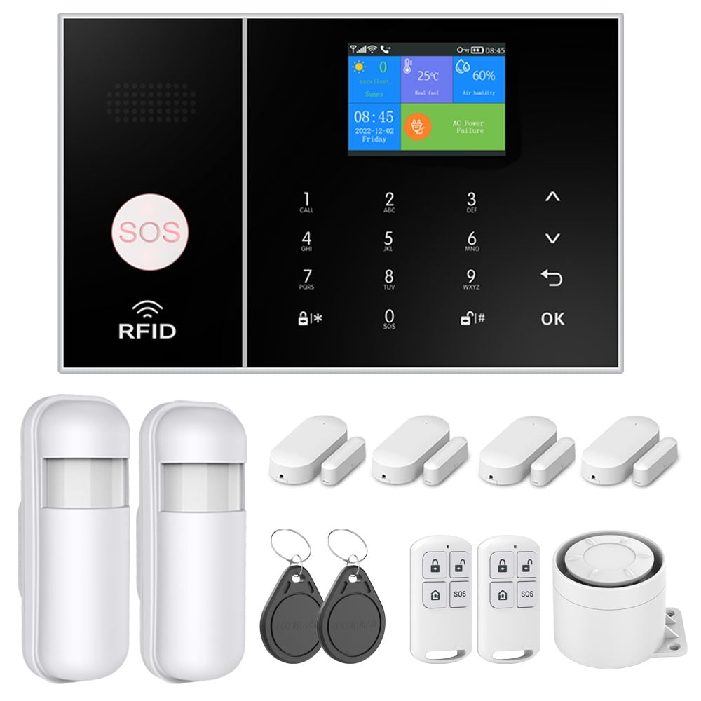 WiFi 4G Home Office Alarm Burglar System, Wireless Alarm System for Home Security, APP Control, Compatible with Amazon Alexa and Google Home, For House, Apartment, Factory, Easy Instal