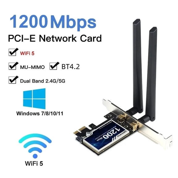 WiFi 5 PCI-E wireless adapter AC1200 dual band 2.4g/5GHz DMC for Bluetooth 4.2 Desktop Windows 7/8/10/11