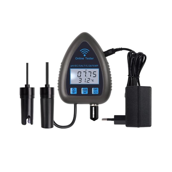 WiFi 5 in 1 Water Quality Tester PH/TDS/TEMP/EC/SG/Salinity Meter Monitor Digital LCD PH Meter For Pools Aquariums Hydroponics