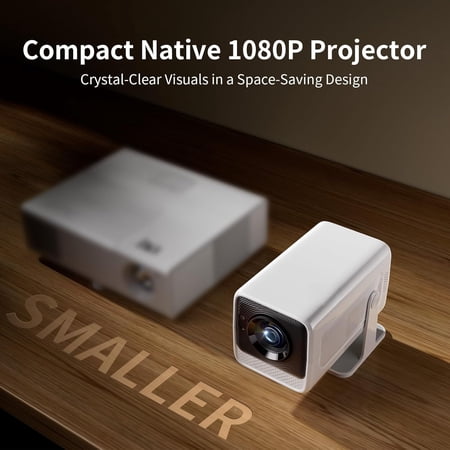 "[WiFi 6.0 Sreen Mirroring] Mini Portable Projector with WiFi and Bluetooth 5.2,4K Smart Projector, Native Full HD 1080P, Mobile Phone Theater, Outdoor Movie Auto Vertical Correction (White 2)