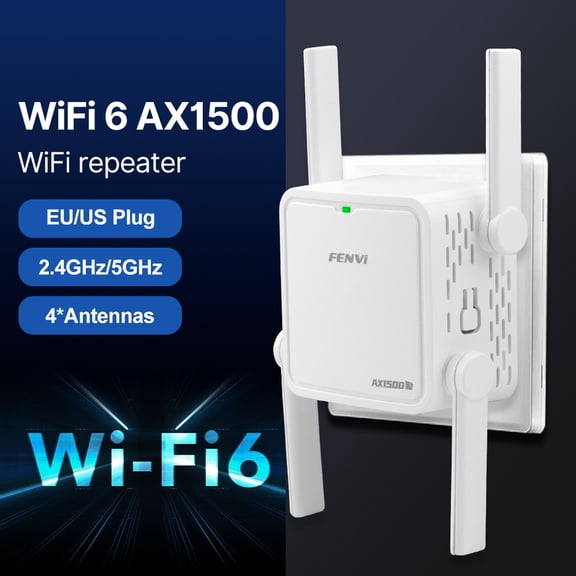 WiFi 6 AX1500 Wireless Repeater, Dual Band 2.4GHz/5GHz 1500Mbps, WiFi Signal Booster Amplifier