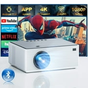WiFi 6 & Bluetooth 5.2 Smart Projector, 16000Lux 4K Support, Built-in Android OS, Wireless Screen Mirroring, Compatible with TV Stick/Phone/HDMI/USB/TF