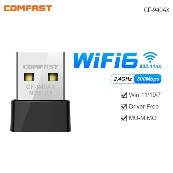WiFi 6 adapter mini USB WiFi 6 dongle network card 2.4GHz uncle WiFi LAN adapter free PC laptop 600m 300m 150m receiver