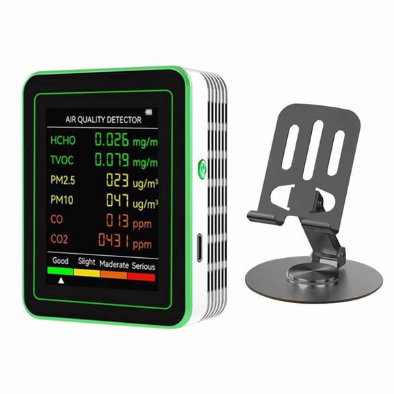 WiFi 6-in-1 Indoor Air Quality Monitor HCHO TVOC CO 2 CO PM10 PM2.5 Meter Gases Detecting Intelligent White
