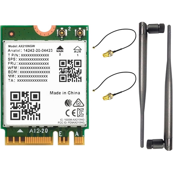 WiFi 6E AX210 NGW Wireless AX210 WiFi Card, AX210 NIC Wireless Module, Gigabit 2.4G/5G/6GHz Tri Band Wi-Fi 6E, 802.11AX Standard, Bluetooth 5.2,MU-MIMO, Support Linux, Windows 10/8.1/8/7, etc.