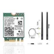WiFi 6E AX210 NGW Wireless Card, Expand to Tri-Band 6GHz/5GHz/2.4GHz M.2 NGFF Wireless Bluetooth 5.3, AX210 WiFi Chip, Includes Ipex Cable, 8dBi Antennas and Brackets Support Windows 10/1164 bit