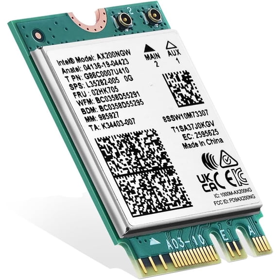WiFi 6E Card M.2 AX200 Network Adapter, Intel AX200 Chip Bluetooth 5.0, 3000Mbps Dual-Band 2.4GHz/5GHz OFDMA & MU-MIMO, for Laptop Windows 10/11