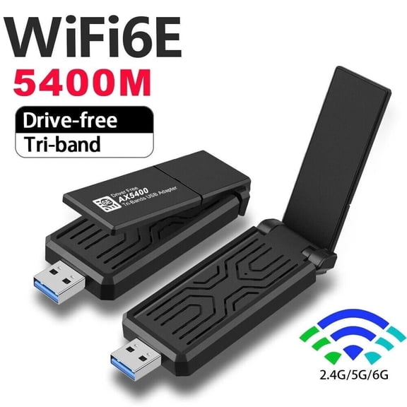 WiFi 6E USB 3.0 WiFi Adapter for PC, AX5400M Tri-Band 6GHz/5GHz/2.4GHz Wireless Network Adapter, 5dBi High Gain Antenna, Wireless WiFi Network Adapter for PC Laptop,Only Compatible with Windows 11/10