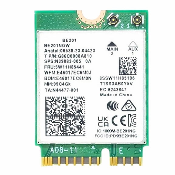 WiFi 7 Adapter for Intel BE201 | Tri-Band Wireless | Up to 5.8Gbps | M.2 CNVio3 for PCs | Bluetooth 5.4 Support | For Intel 13th Gen and Newer CPUs, Windows 10/11, Linux | BE201NGW