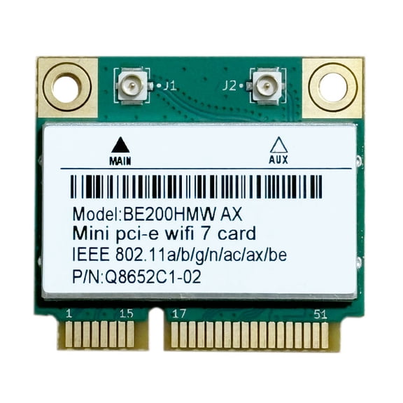 WiFi 7 Mini PCI-E WiFi Card BE200 BE200HMW 8774Mbps 2.4G/5G/6Ghz For Bluetooth 5.4 802.11BE Wireless Network Adapter For Laptop