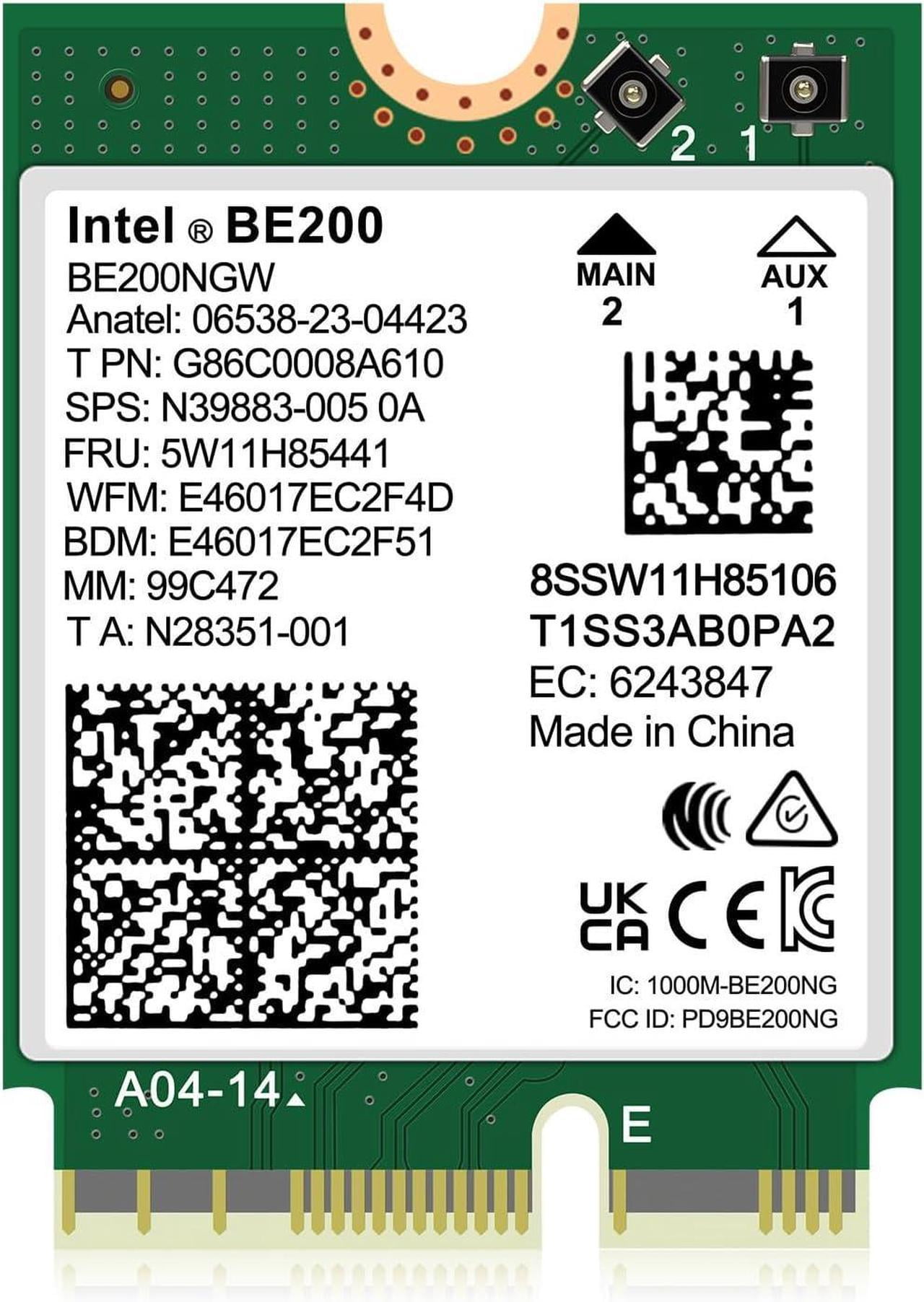 WiFi 7 Wireless Card Intel BE200NGW, Bluetooth 5.4, 5800Mbps M.2/NGFF ...