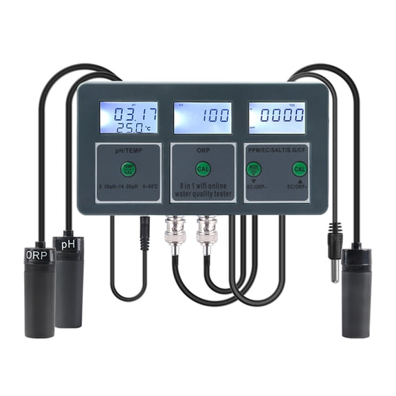 WiFi 8 In 1 Water Quality Tester S.G/PH/EC/ORP/TDS/CF/SALT/TEMP Measuring Analyzer DIY Water Quality Detector Water Monitor