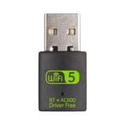 WiFi Adapter for Desktop PC, USB WiFi Adapter, Bluetooth&WiFi 2-in-1,600Mbps 2.4/5.8Ghz Dual Band Wireless Network, Plug and Play, for PC/Laptop/Desktop, Support Win7/8/8.1/10/11