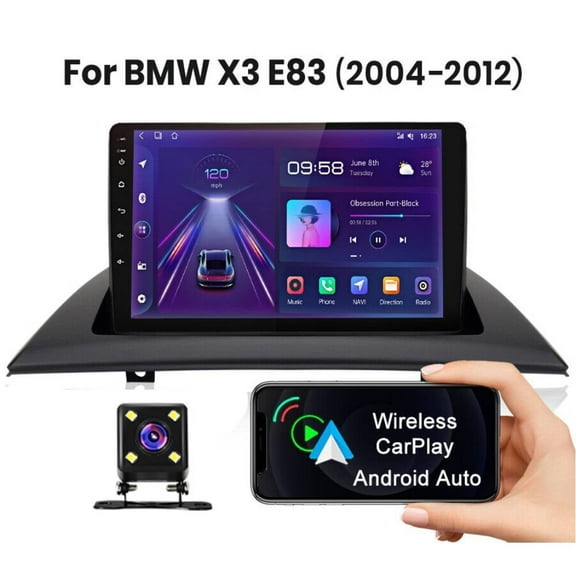 WiFi Android 13 Car Stereo for BMW X3 E83 2004-2012, 9 Inch IPS HD Touch Screen Car Radio Wireless CarPlay Android Auto, with Mirror Link GPS FM/SWC Bluetooth Backup Camera, 2G+32G