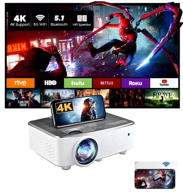 MPBEKING Projector with WiFi and Bluetooth, 4K & 1080P Supported 9500LM Full HD Portable Mini Projector,Outdoor Projector Compatible with TV Stick,HDMI,iOS,Android,PS5,Xbox,Includes Carrying Case