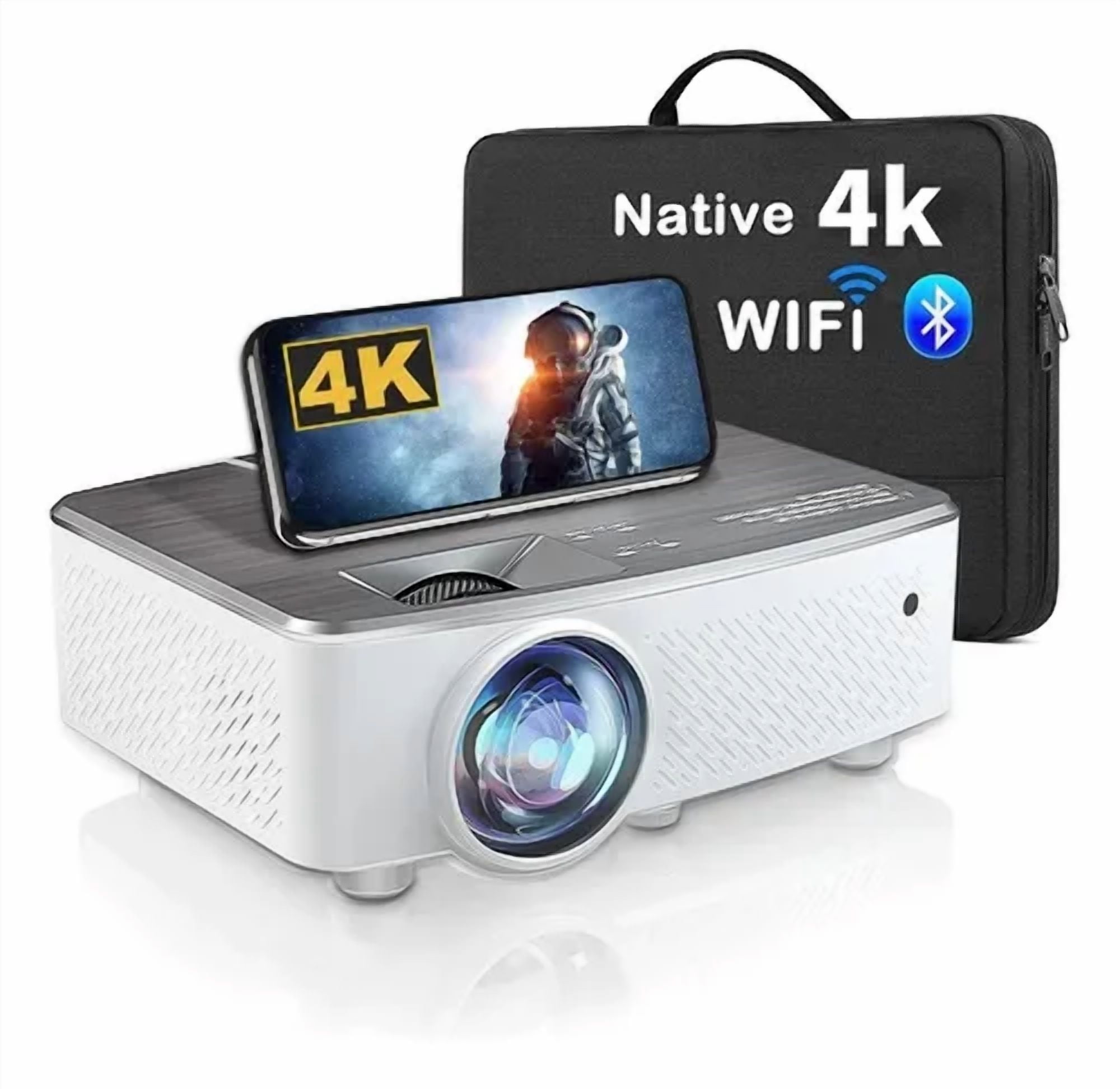 WiFi Bluetooth Projector, Native 1080P HD Movie Projector with Carrying Case, 9500LM 4K Supported 200" Display Home Theater, Compatible with iOS/ Android/ Xbox/ PS5/ TV Stick/ HDMI