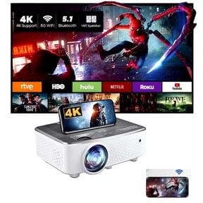 MPBEKING Home Theater Projector supports WiFi and Bluetooth, compatible with 4K and 1080P, featuring 9500 lumens full HD portable mini projector ideal for outdoor use. Compatible with TV sticks, HDMI