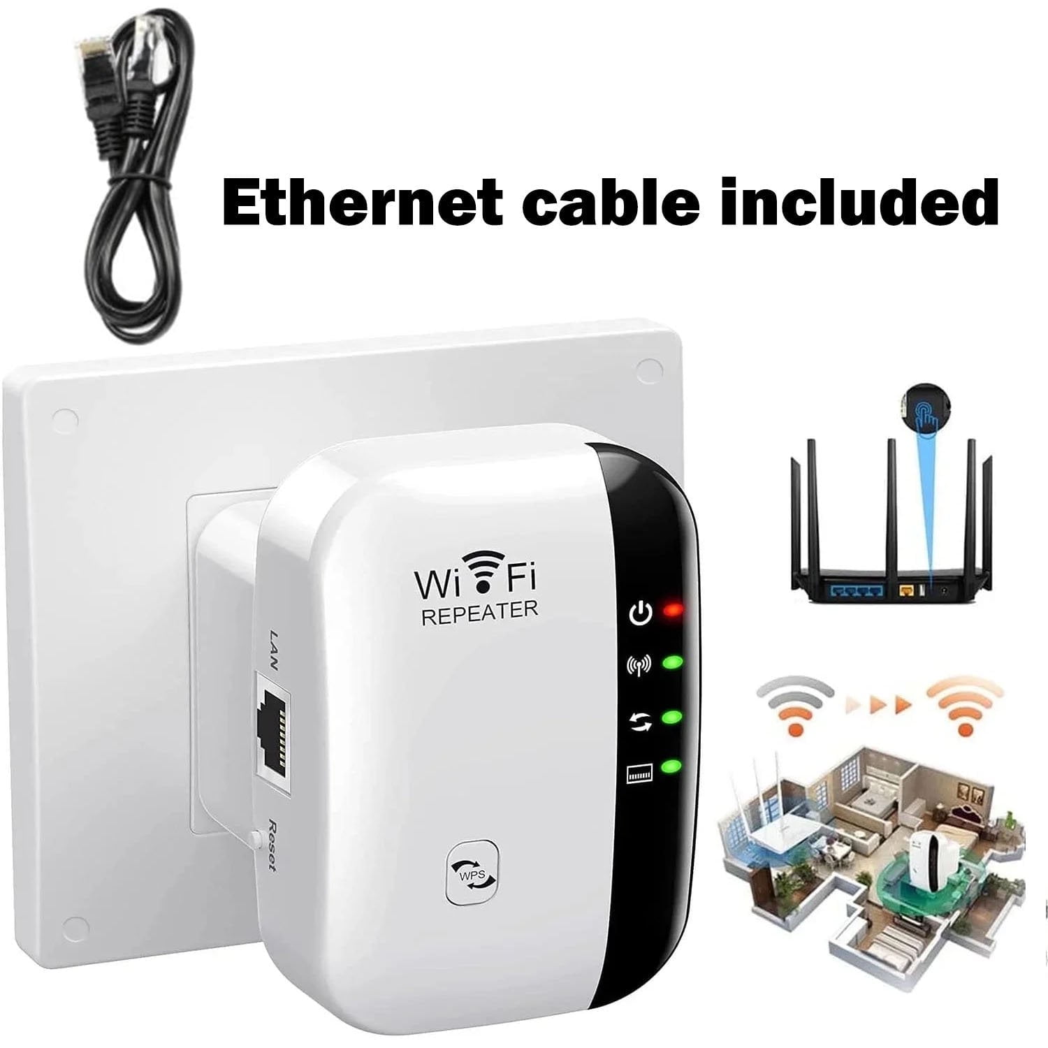 WiFi Booster Range Extender, WiFi Extender Signal Booster Up to