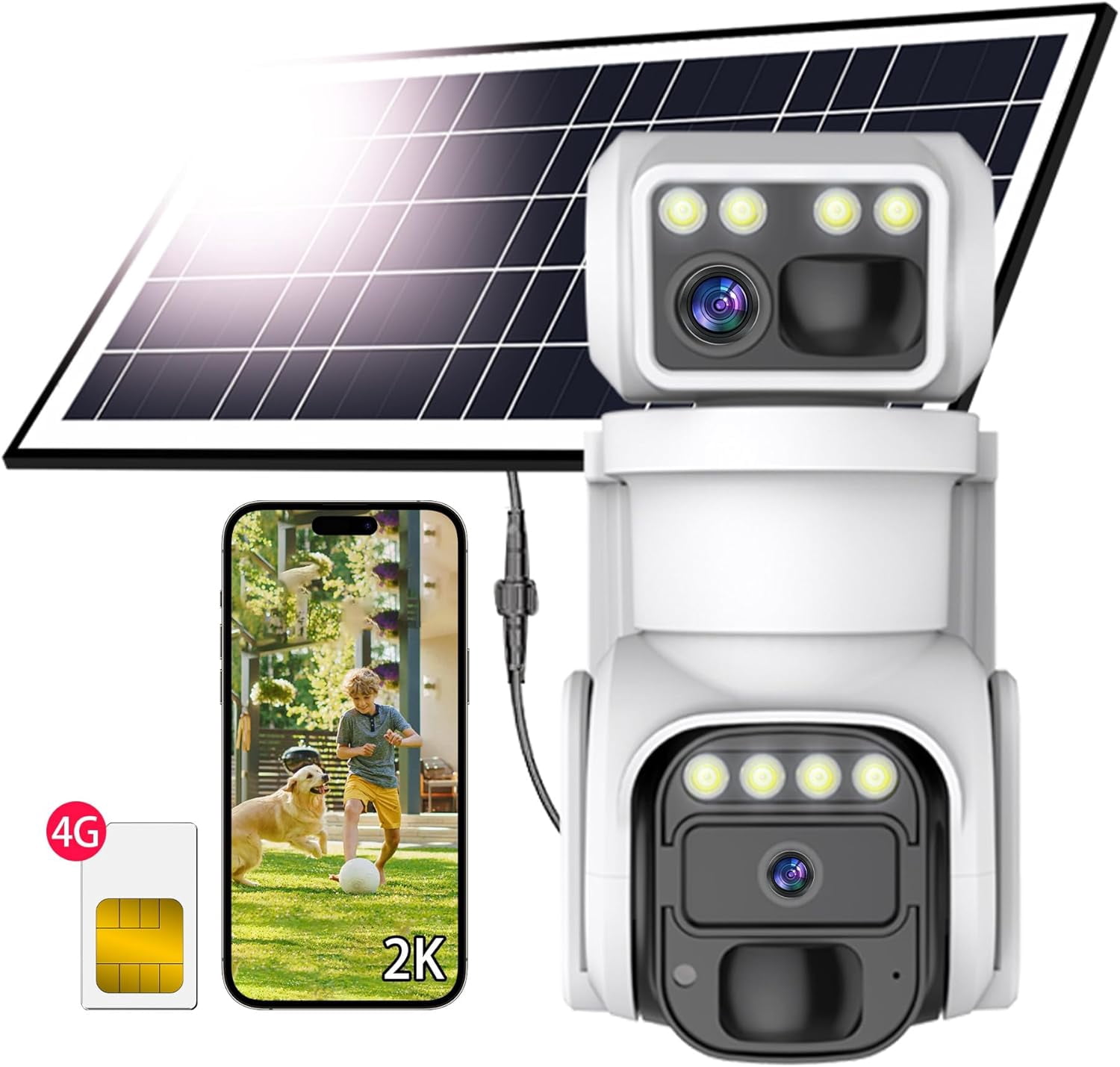 No WiFi Camera, 4G LTE Cellular Camera, Solar Cellular Cam Dual Lens ...