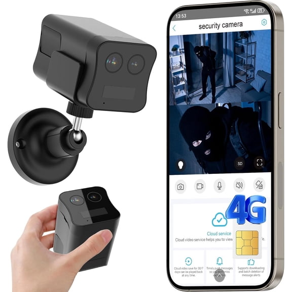 No WiFi Camera with 4G LTE Cellular SIM Card, Lens Cams | 20 Days Standby , PIR Motion , Camera with Cloud Backup for , Apartment, Garage, Store or RV