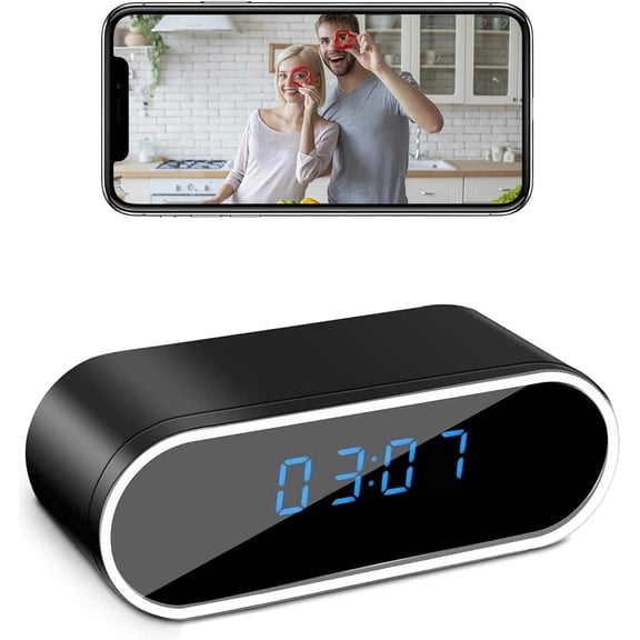 WiFi Camera Clock Wireless Camera HD 1080P Security Nanny Cams with Night Vison and Motion Detection for Home/Office
