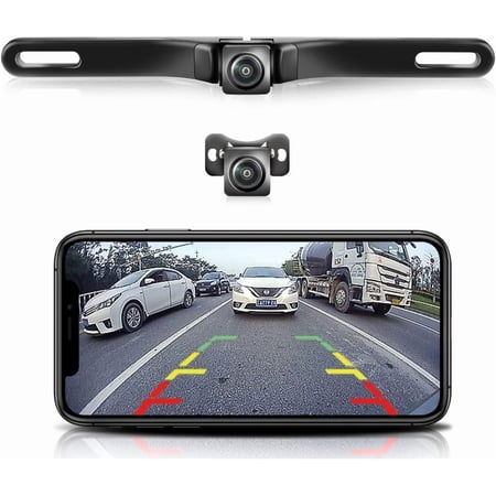 WiFi Car Wireless Backup Camera, 5G 720P HD Car License Plate Rear/Front View Reverse Camera for iPhone iPad Android Smart Phones Tablets Which Support Double Band WiFi