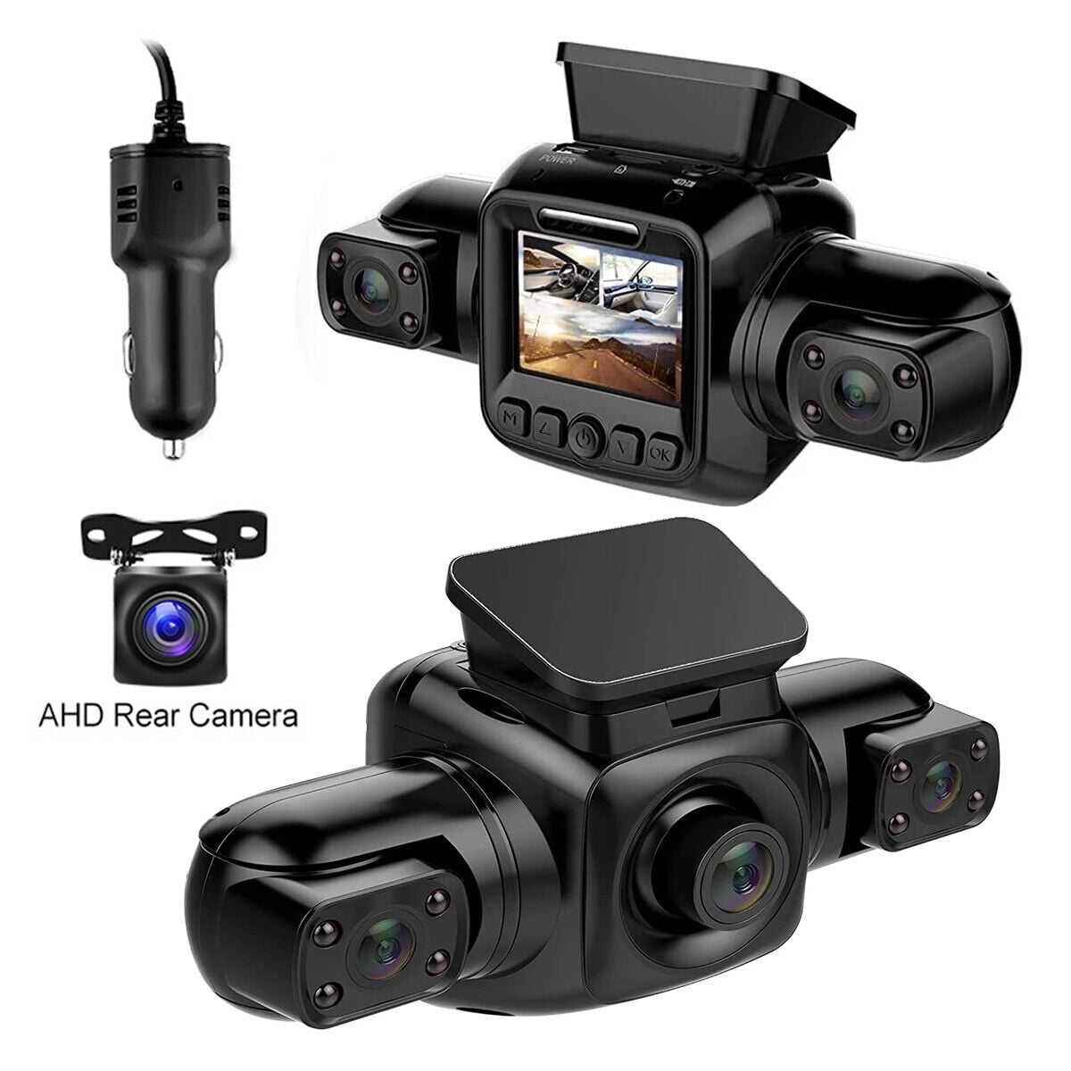 WiFi Dash Cam Recorder 3Channel 2K 360° Car Camera DVR Vehicle Video G