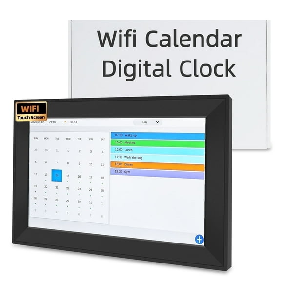 Jazeyeah WiFi Touch Screen Digital Desk Calendar,Smart Electronic Schedule Planner,to-Do List Display,Digital Clock Mode,Desktop Family Calendar(NO APP 10.1 inch Black)
