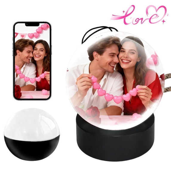 WiFi Digital Photo Frame, 2.7" Round Screen Video Player, Personalized Uploadable Memory Display with APP Control, Unique Keepsake Gift for Couples Anniversary Birthday