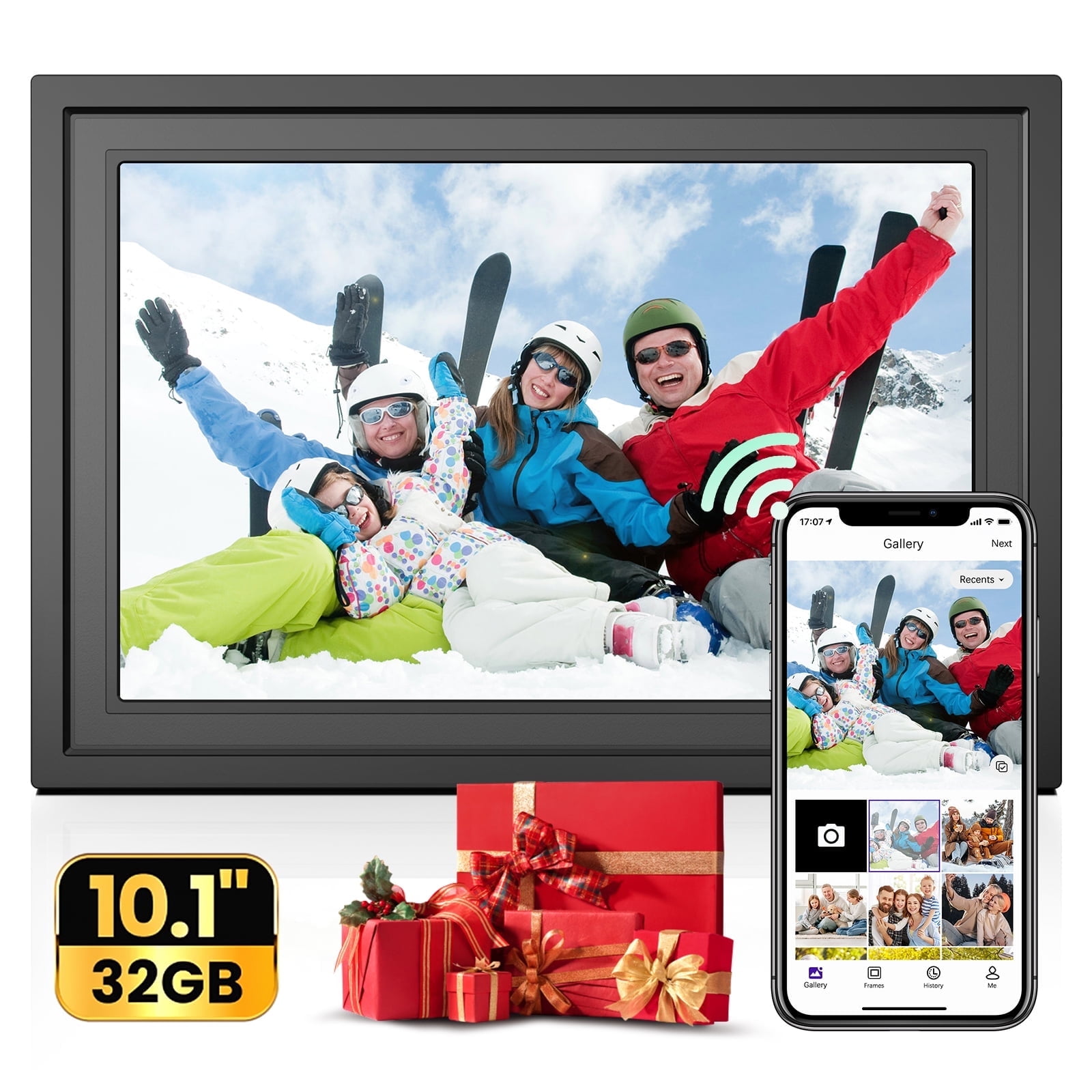 WiFi Digital Picture Frame, 10.1" 1080P IPS Touch Screen Digital Photo Frame w/ 32GB Memory, Support 64G TF Card, Auto-Rotate, Wall Mountable, Send Photos/Videos Instantly from Anywhere via Uhale App