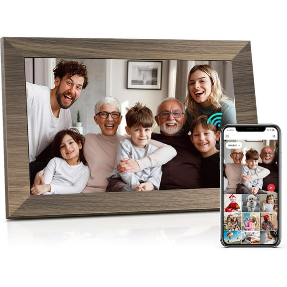 WiFi Digital Picture Frame 10.1 Inch, IPS Touch Screen Smart Cloud Digital Photo Frame with 16GB Storage, Wall Mountable, Auto-Rotate, Share Photos from Anywhere Via App