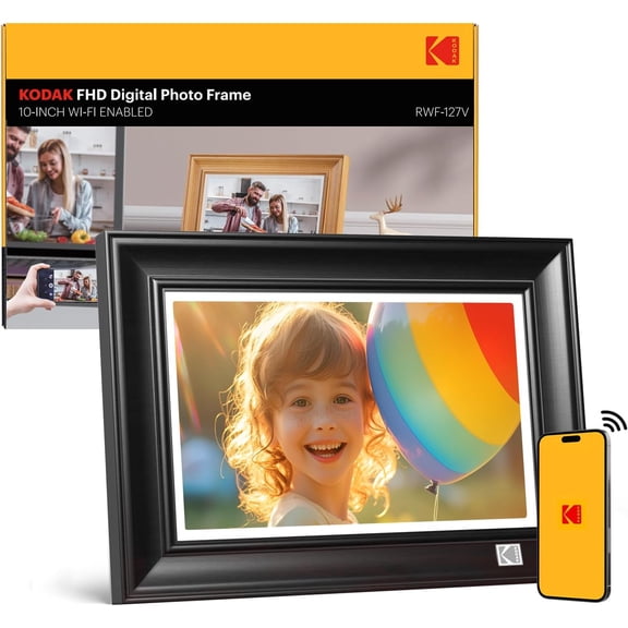 WiFi Digital Picture Frame, 1920 x 1200 HD Touchscreen Digital Photo Frame, 10.1 Inches Intelligent Electronic Picture Frame with 32 GB,Auto-Rotate, Share Moments Instantly Gifts(Wood Frame)