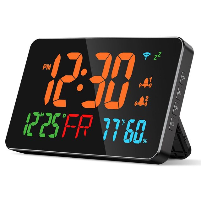 WiFi Digital Wall Clock with Dual Alarm with 7.48" Large LED Screen App
