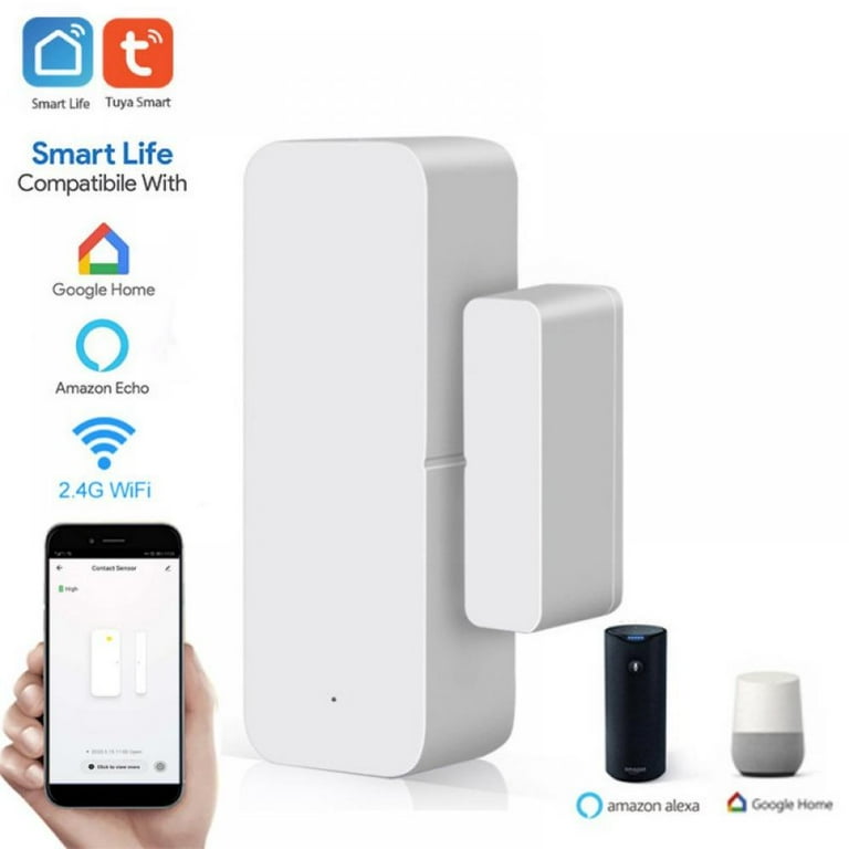 WiFi Door Sensor Alarm: Smart Door Window Sensor With 90db Real-time Alarm, App Notification,Wireless Door Open Contact Sensor For Home Security Burglar Alert Compatible With Alexa Google Home (4pack