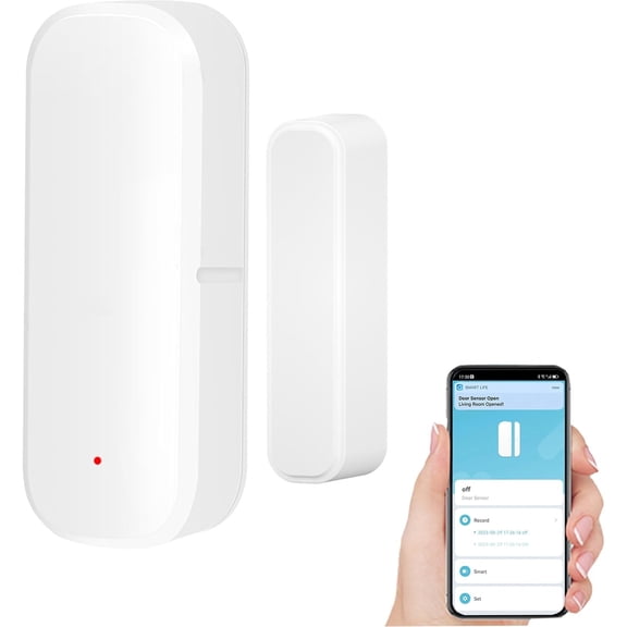 WiFi Door Sensor: Window Sensor with App Notification Alert, Tuya Door Open Contact Sensor for , No Hub Required, Compatible with Alexa Assistant