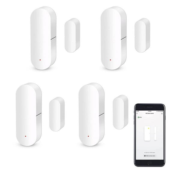 WiFi Door and Window Sensors,Tuya Smart Alarm with Free Notification APP Control Home Security Alarm System, No Hub Required,Compatible with Alexa 4