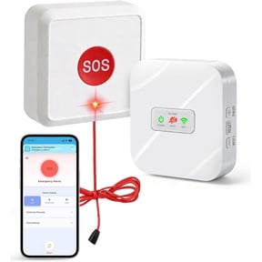 Zuomeng Wifi Emergency Call Light System, App Alert, Button & Pull Cord, 60-100dB Alarm & LED, 300ft Range, Waterproof for Home Bathroom
