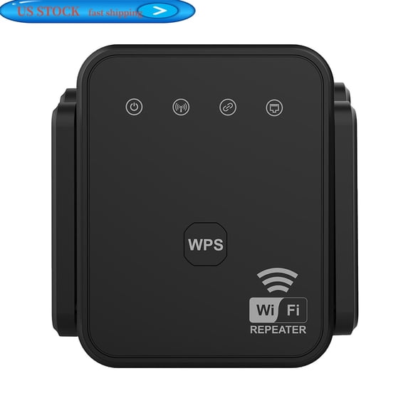 WiFi Extender 300Mbps 2.4GHz WiFi Booster with 4 External Antennas, Repeater/AP Mode 2-in-1, Ethernet Port, Universal Compatible for Router/Smart TV/Gaming/PC, Easy Setup US Plug (Black)