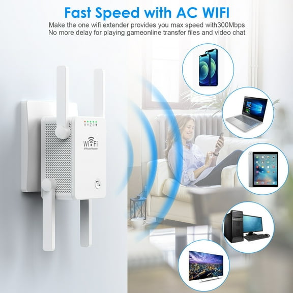 WiFi Extender, 300Mbps Wireless Internet Repeater With Long Range Signal Booster Easy Setup Ethernet Port Stable Connection, Network Amplifier For Home Office Travel