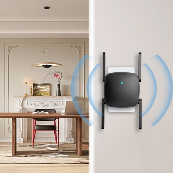 WiFi Extender, 300Mbps Wireless Repeater With Four Antennas Strong Signal Booster Wide Coverage Easy Setup Network Amplifier Stable Connection for Home Office Gaming