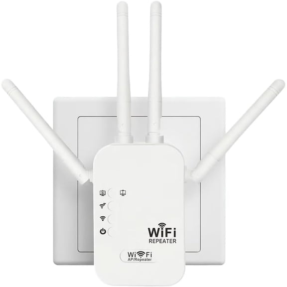 WiFi Extender, /46 High-Gain Antenna Signal Booster with Dual Band 300/1200Mbps, 3-in-1 Mode & Ethernet Port for Whole Home Coverage up to 12880 sq.ft and Easy Setup