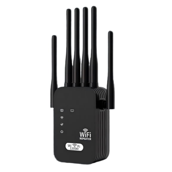 WiFi Extender with 6 High-Gain Antennas, 1200Mbps Dual-Band (5GHz/2.4GHz) Long Range WiFi Booster, Internet Signal Repeater for Home, AP/Repeater Modes, Ethernet Port