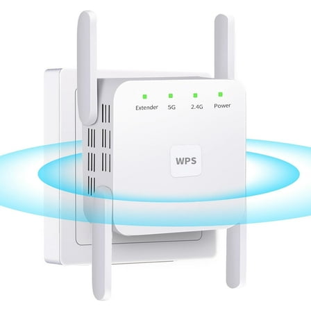 WiFi Extender Booster Repeater for Home & Outdoor, Super Booster 1200Mbps(6000sq.ft), WiFi 2.4&5GHz Dual Band WPS WiFi Signal Strong Penetrability, 360 Coverage, Supports Ethernet Port
