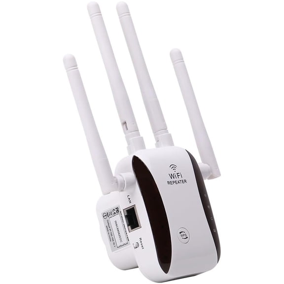 WiFi Extender Repeater Signal Booster for House Up to 5000 sq.ft and 40 Devices, External WiFi Antenna x 4, RJ45 Port x 1, WPS, Easy One Key Setup