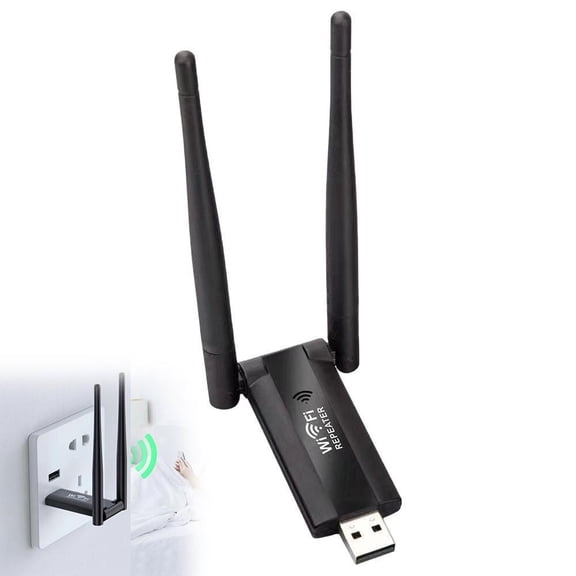 WiFi Extender Signal Booster, 4200Mbps Wireless Repeater with Dual Antennas, USB Powered Internet Range Amplifier for Home Office