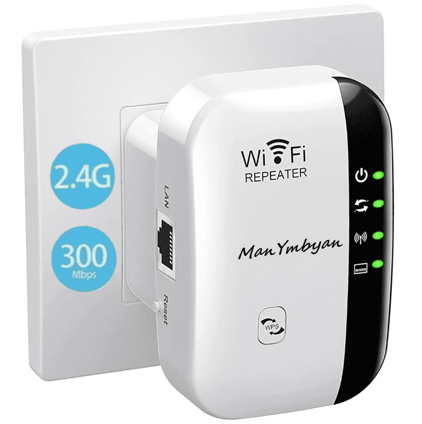 WiFi Extender Signal Booster Up to 5000sq.ft and 50 Devices, WiFi Range Extender, Wireless Internet Repeater, Long Range Amplifier with Ethernet Port, 1-Key Set
